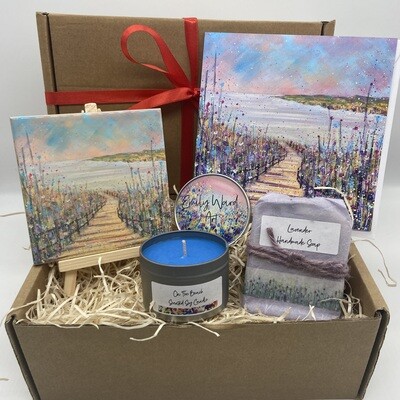 Gift box - includes Ceramic Tile with Easel, Greetings Card, Candle and Soap