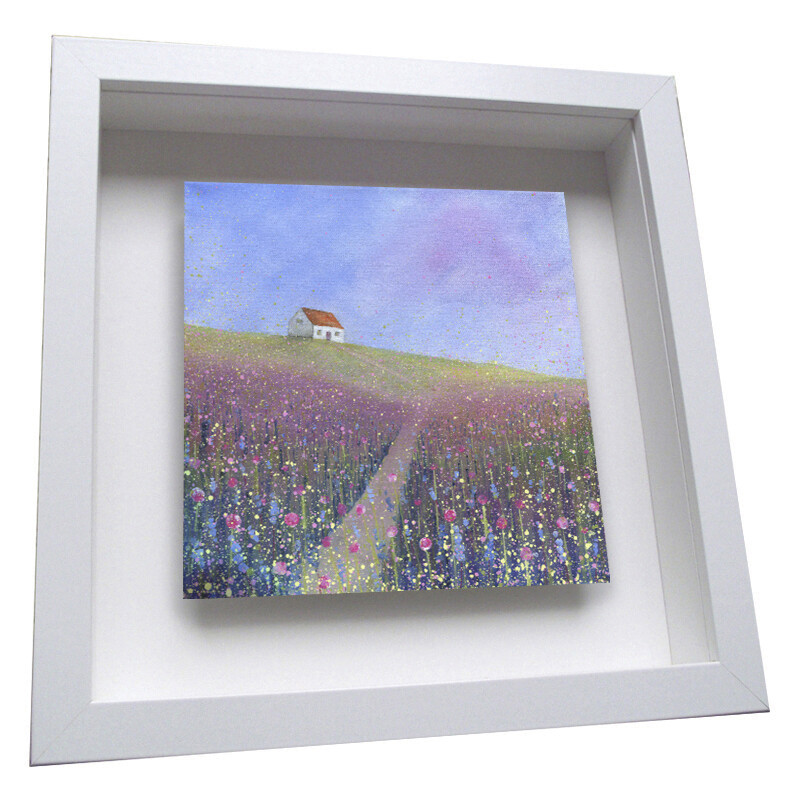 Cottage looking over the Meadow Framed Ceramic Tile