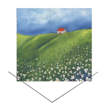Cottage in the Daisies Greeting Card
