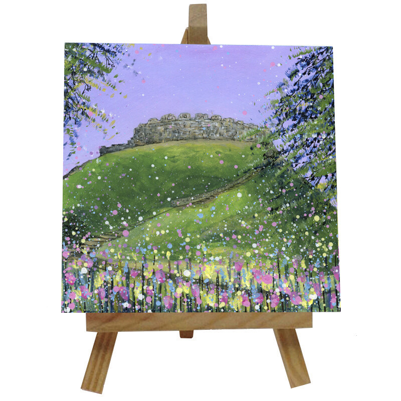 Totnes Castle Ceramic tile with easel