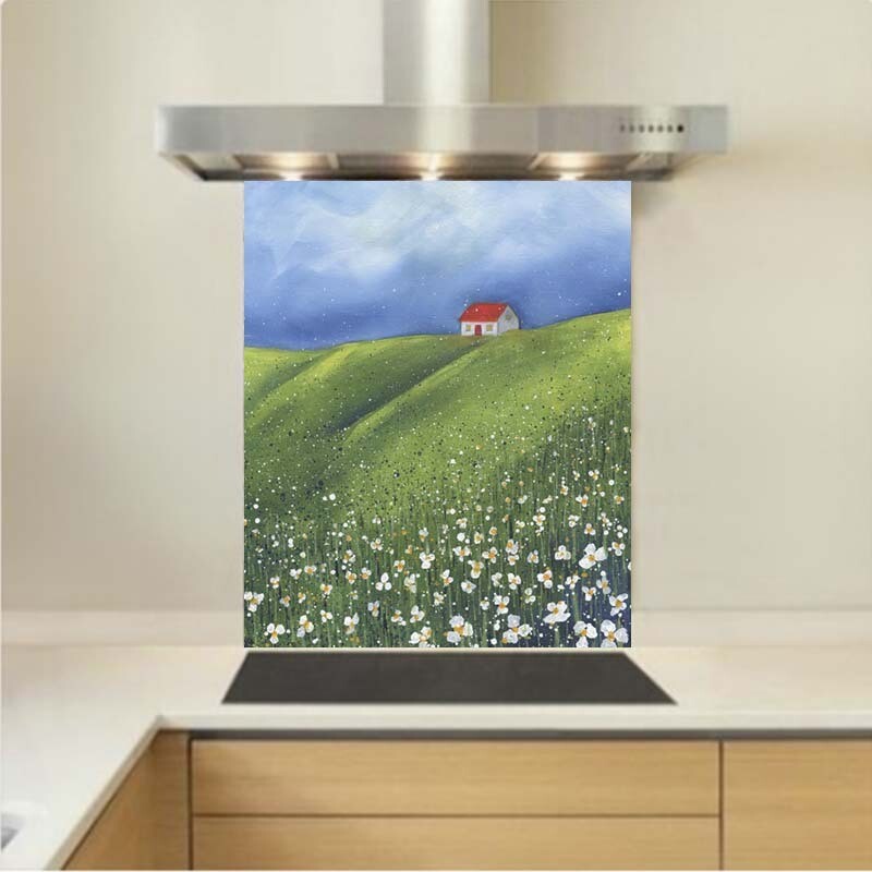 Art - Glass Kitchen Splashback - Cottage in the Daisies