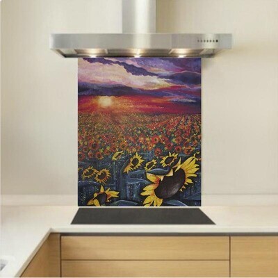 Art - Glass Kitchen Splashback - Sun on the Sunflowers