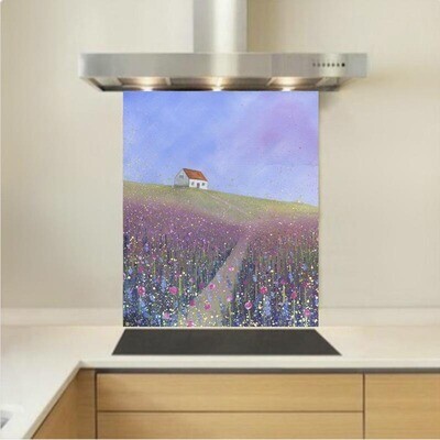 Art - Glass Kitchen Splashback - Cottage looking over the Meadow