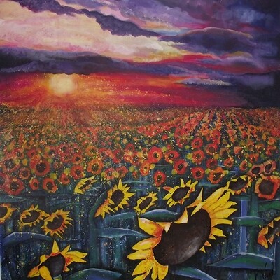 Emily Ward Sun on Sunflowers Canvas Print