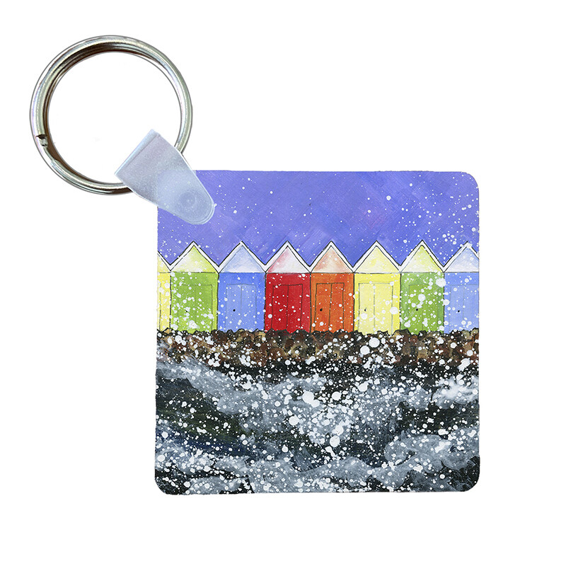 Scarborough Beach Huts Art Keyring