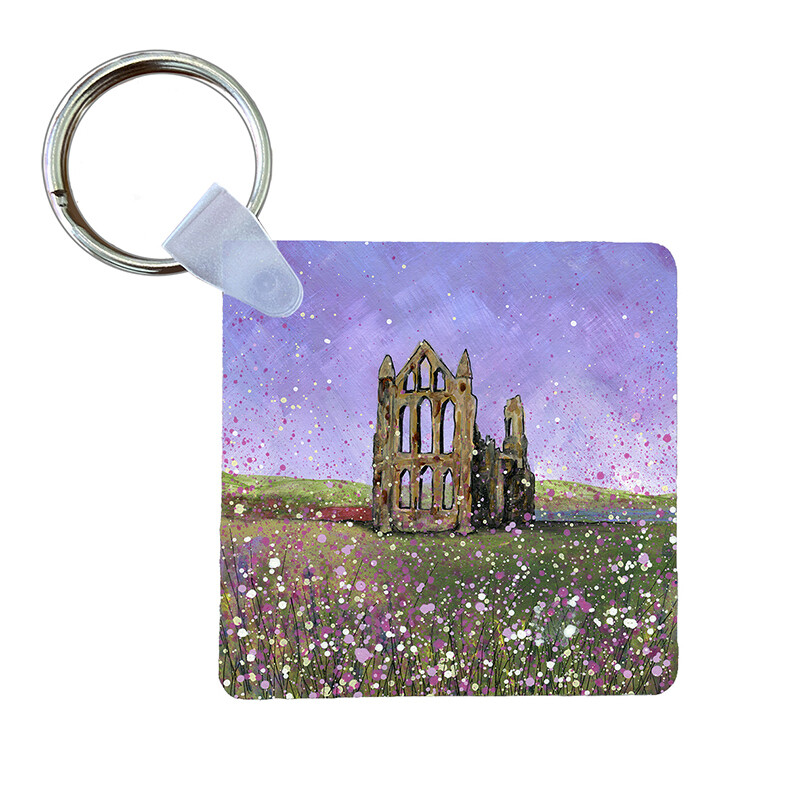 Whitby Abbey Huts Art Keyring