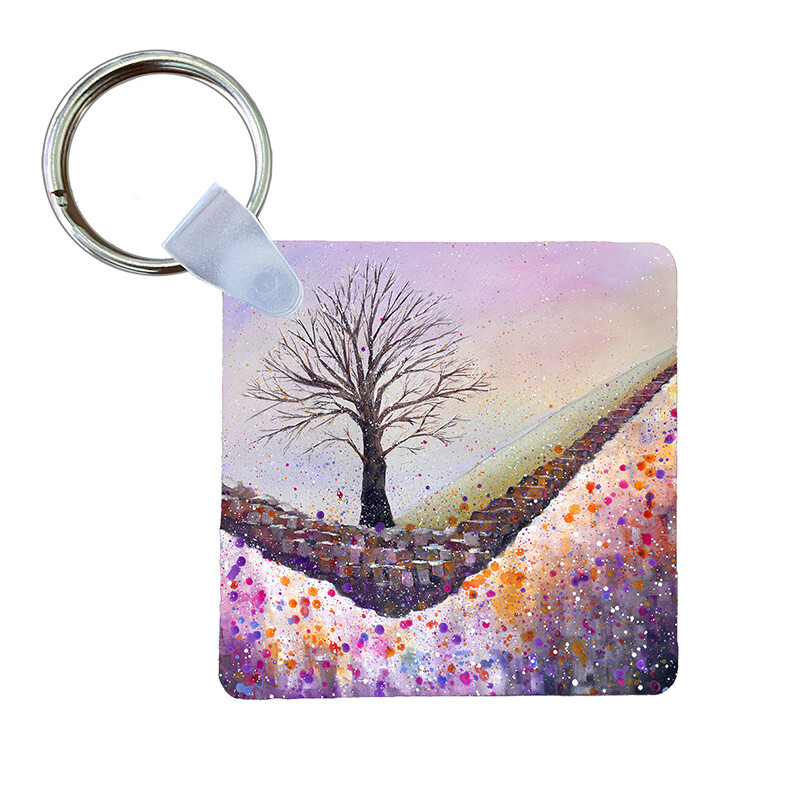 Sycamore Gap Snow Art Keyring