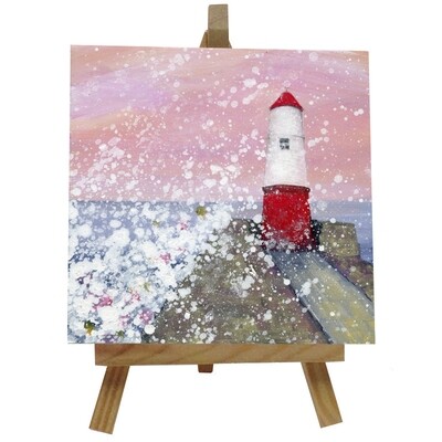 Berwick Lighthouse Ceramic tile with easel