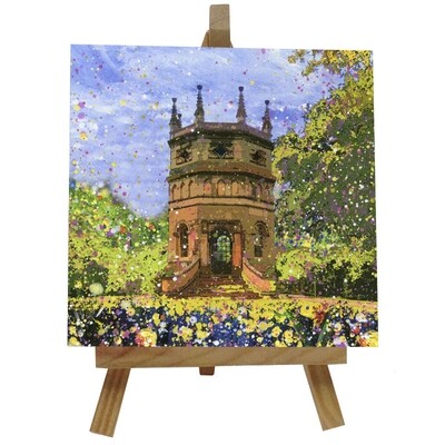Octagon Tower, Studley Royal Water Garden Ceramic tile with easel