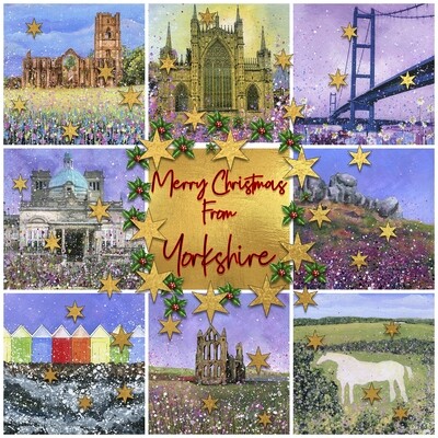Yorkshire and Humberside Merry Christmas Cards - Pack of Six
