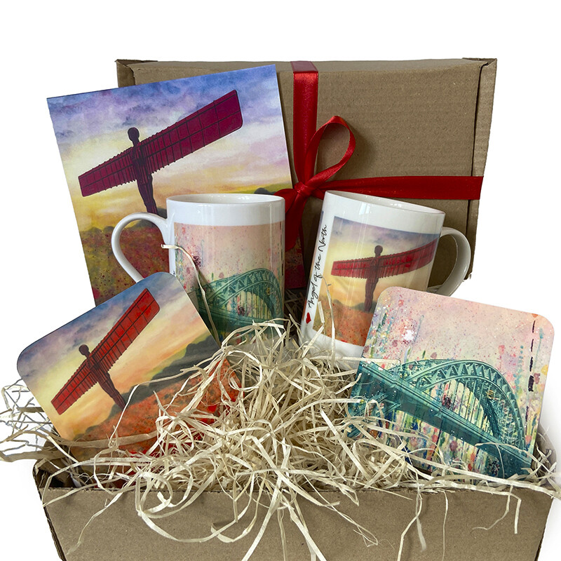 Gift box - 2 Bone China Cup, 2 Coaster and a Greetings Card.