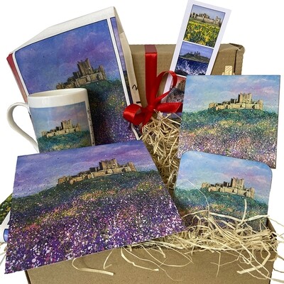Deluxe Art Gift box - includes Ceramic Tile with Easel, Tea Towel, Bone China Cup, Coaster, Bookmark and Greetings Card