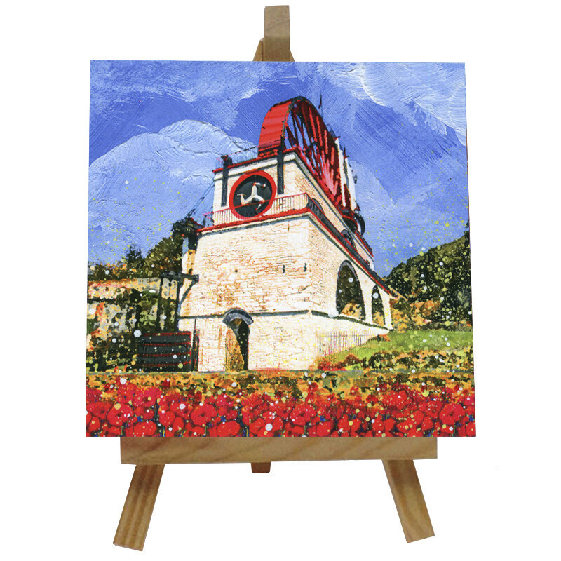 Laxey Wheel, Isle of Man Ceramic Tile with Easel
