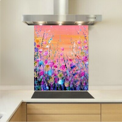 Art - Glass Kitchen Splashback - Flowers Orange