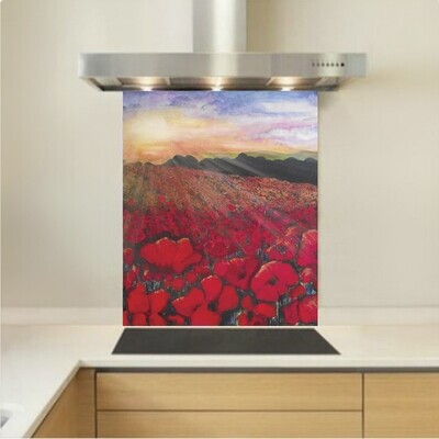 Art - Glass Kitchen Splashback - Poppies