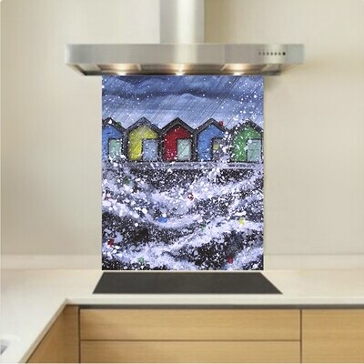 Art - Glass Kitchen Splashback - Blyth Beach Huts