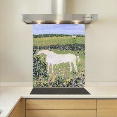 Art - Glass Kitchen Splashback - White Horse, Kilburn