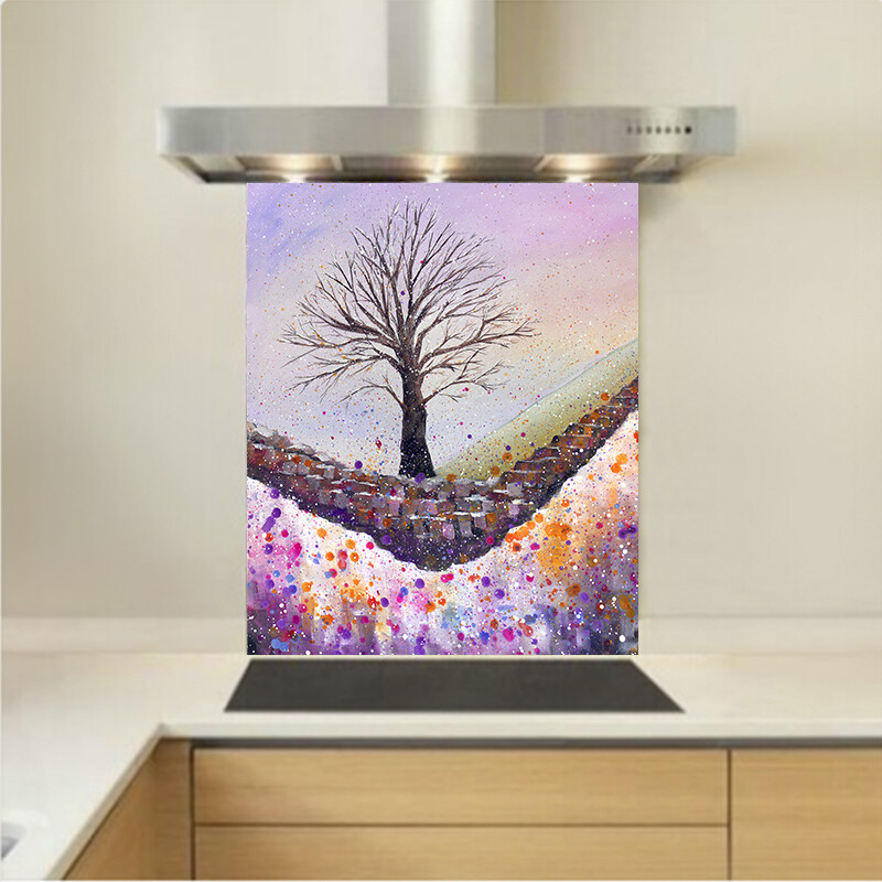 Art - Glass Kitchen Splashback - Sycamore Gap Snow
