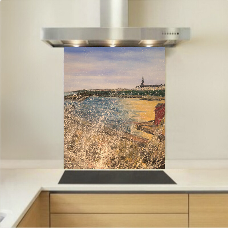 Art - Glass Kitchen Splashback - Cullercoats Harbour