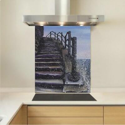 Art - Glass Kitchen Splashback - Cat and Dog Stairs Sunderland