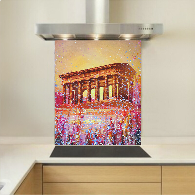 Art - Glass Kitchen Splashback - Penshaw in the Sunset