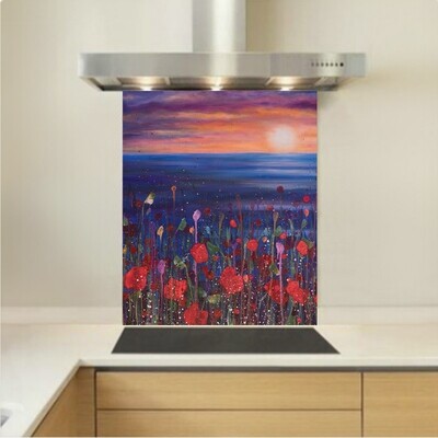 Art - Glass Kitchen Splashback - Poppies in the Sunset