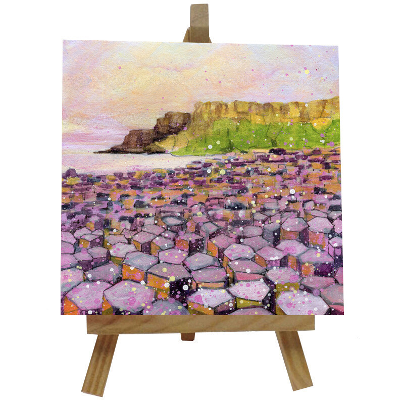 Giant's Causeway - Pink - Ceramic tile with easel