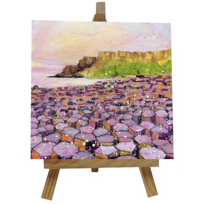 Giant's Causeway - Pink - Ceramic tile with easel