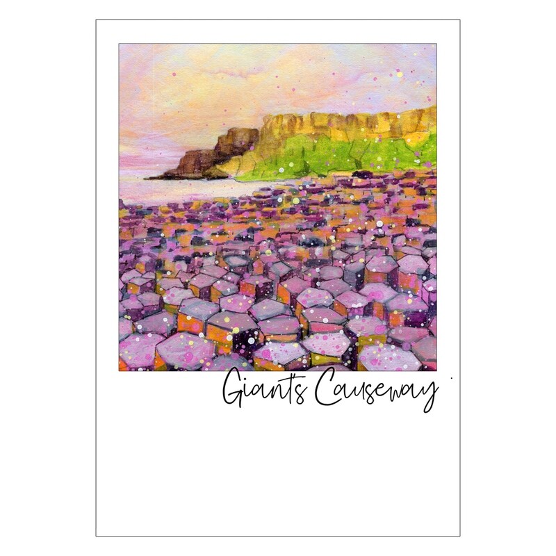 Giant's Causeway - Pink - Art Postcard