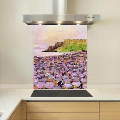 Art - Glass Kitchen Splashback - Giant's Causeway - pink