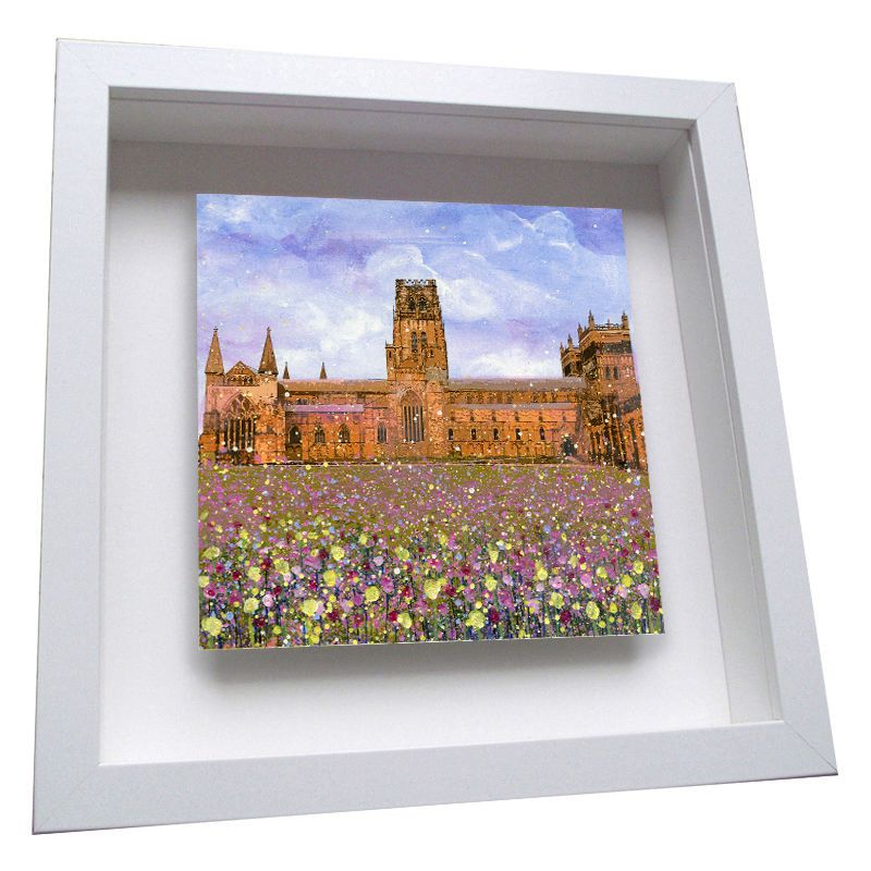 Durham Cathedral with Flowers Framed Ceramic Tile