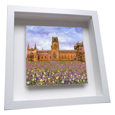 Durham Cathedral with Flowers Framed Ceramic Tile