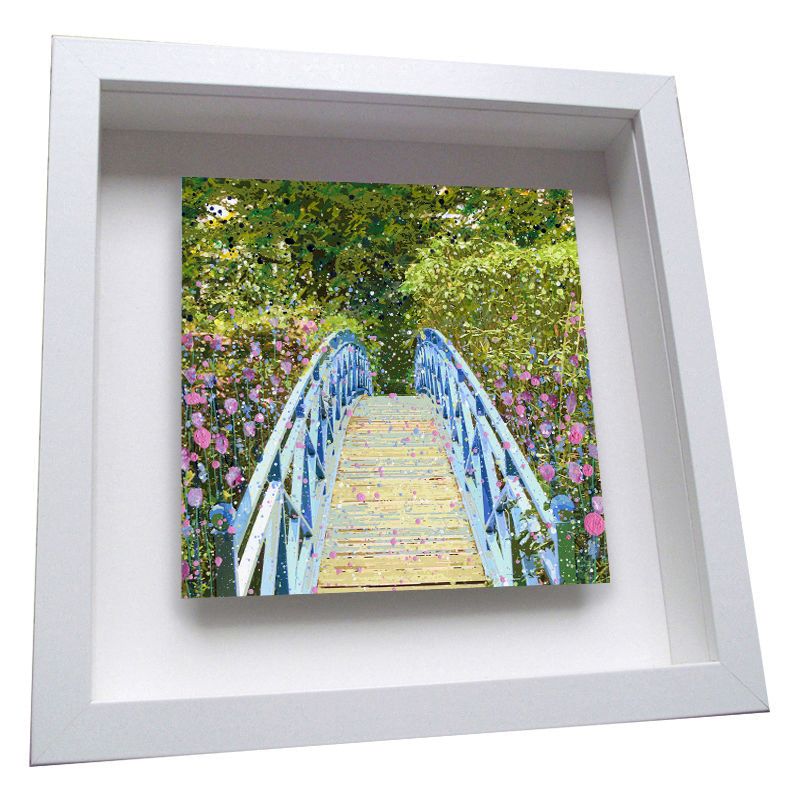 The Blue Bridge at Johnston Gardens Framed Ceramic Tile