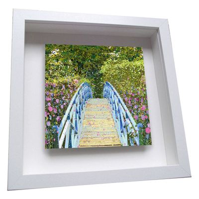 The Blue Bridge at Johnston Gardens Framed Ceramic Tile