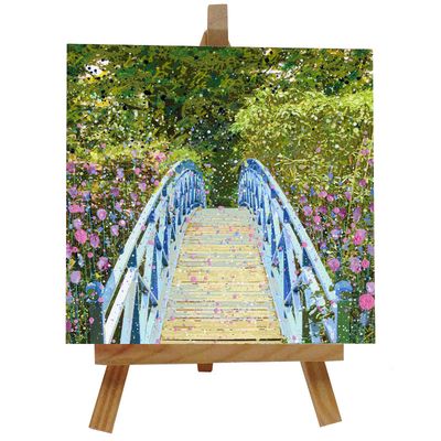 The Blue Bridge at Johnston Gardens Ceramic tile with easel