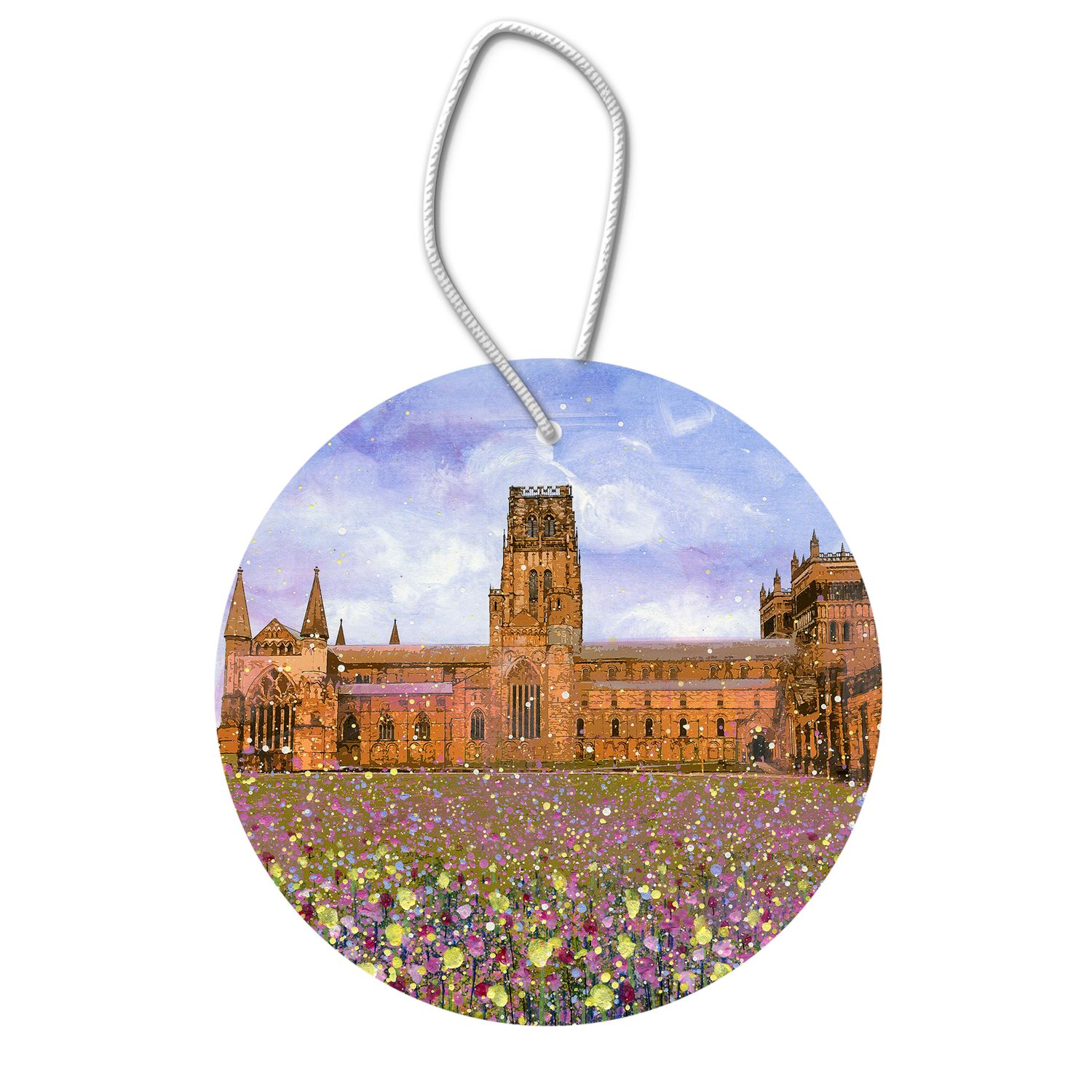 Durham Cathedral with Flowers Hanging Pendant Decoration
