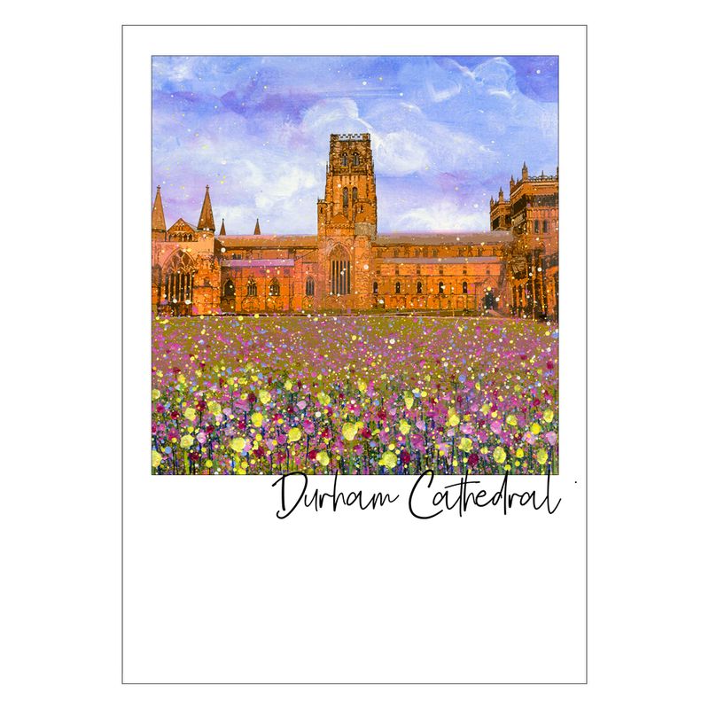 Durham Cathedral with Flowers Art Postcard