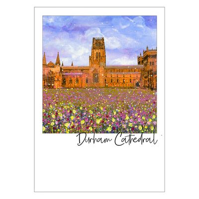 Durham Cathedral with Flowers Art Postcard