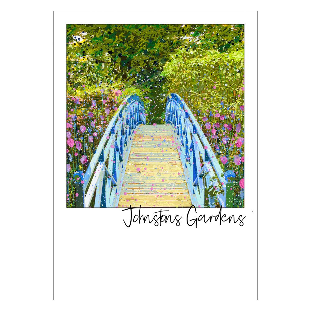 The Blue Bridge at Johnston Garden Art Postcard
