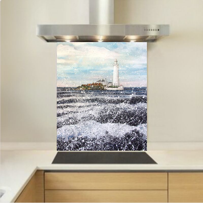 Art - Glass Kitchen Splashback - St Mary's Lighthouse Whitley Bay