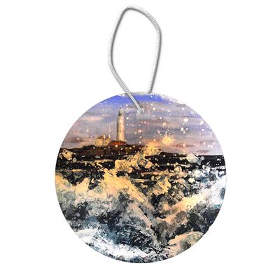 Wild Waves at St Mary's Lighthouse Hanging Pendant Decoration