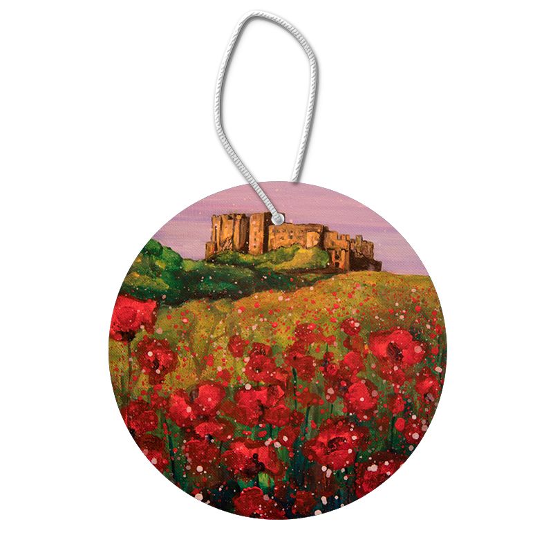 Bamburgh Castle Poppies  Hanging Pendant Decoration