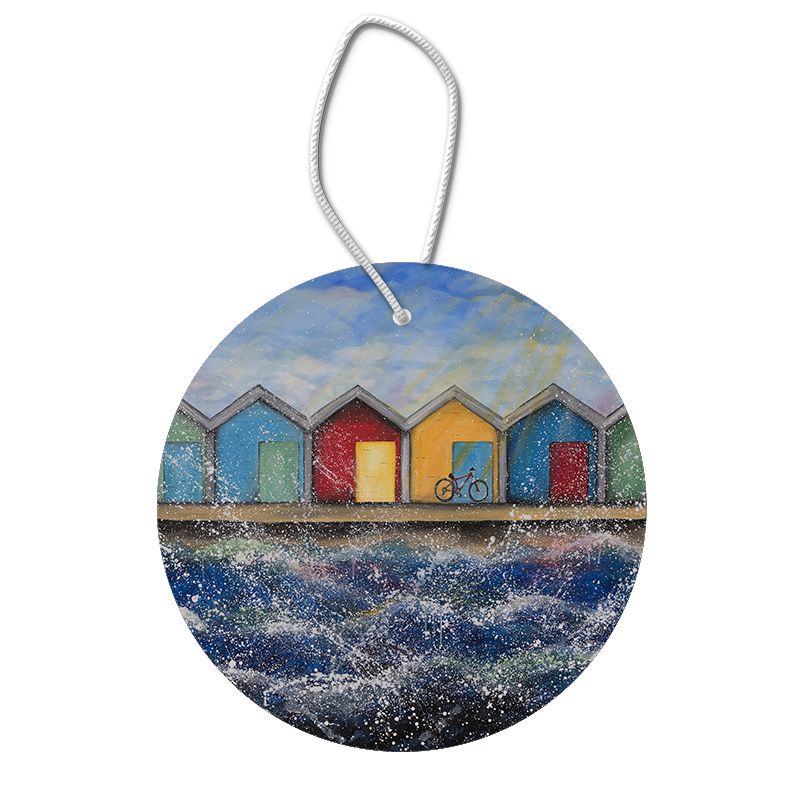 Beach Huts in the Sunshine Hanging Pendant Decoration