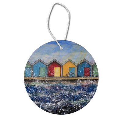 Beach Huts in the Sunshine Hanging Pendant Decoration