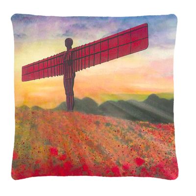 Angel of the North Cushion (Poppies)