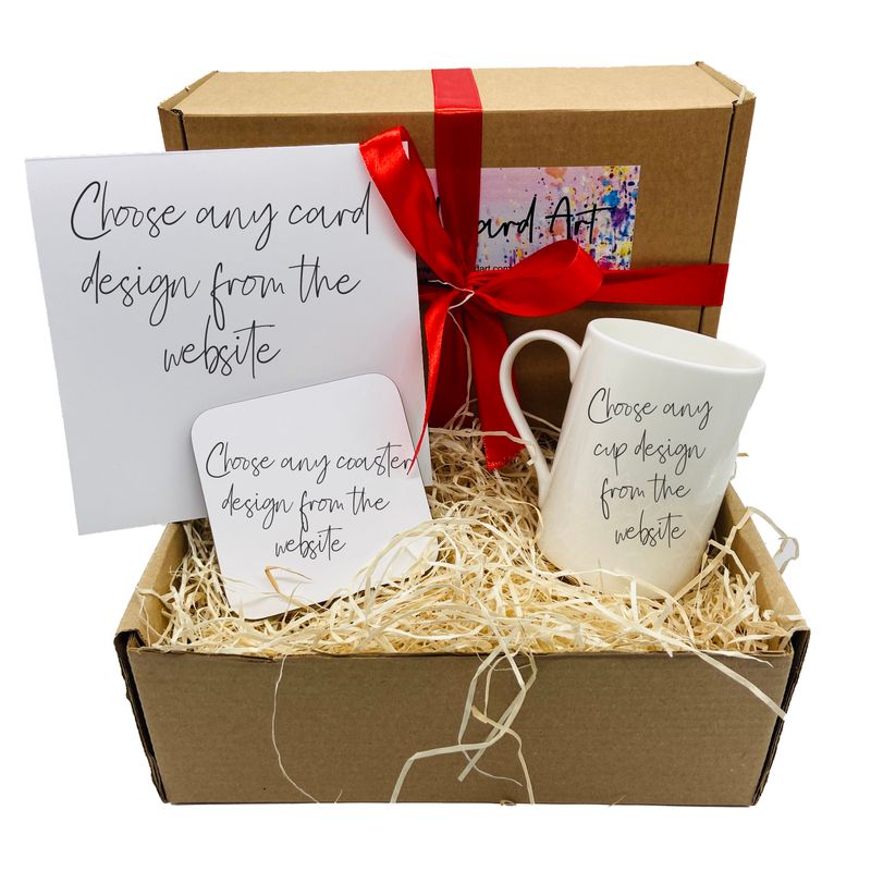 Choose your own Gift box - Bone China Cup, Coaster and Greetings Card.