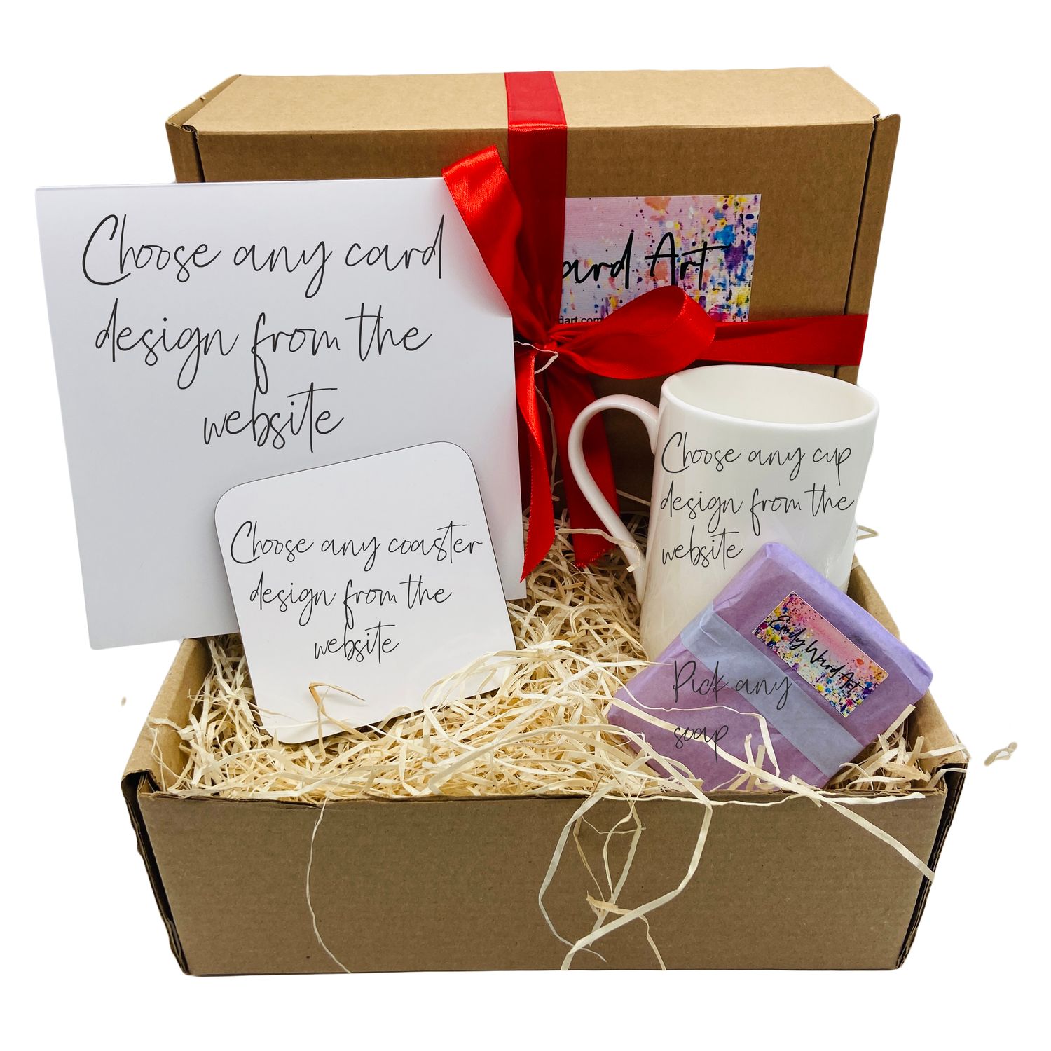 Choose your own Gift box - Bone China Cup, Coaster, Greetings Card and Soap