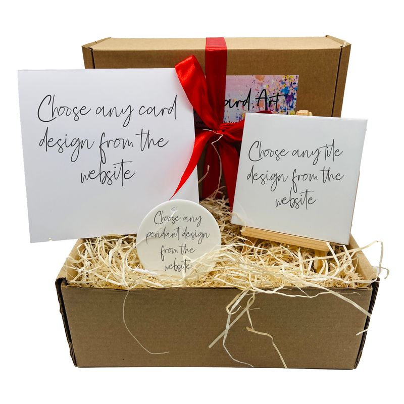 Choose your own Gift Box - Tile with Easel, Greeting Card and Ceramic Pendant