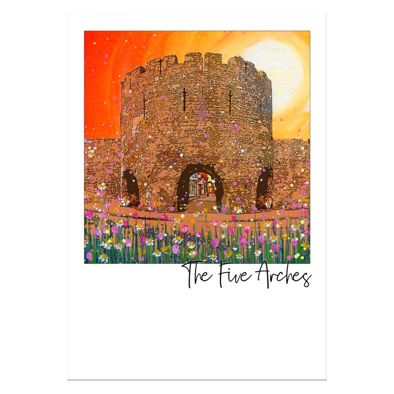 Five Arches, Tenby Art Postcard