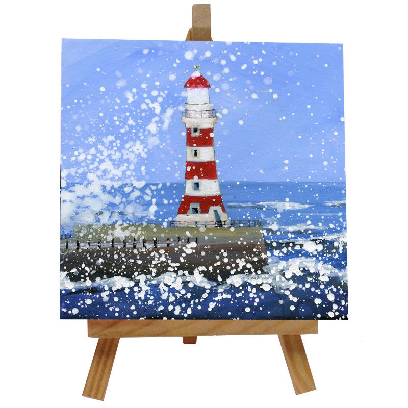 Roker Lighthouse Ceramic tile with easel